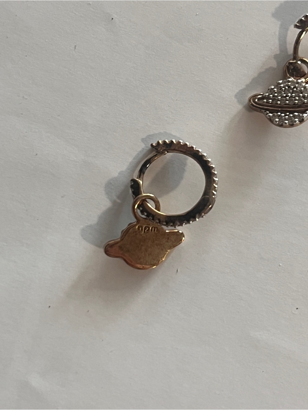 Gold Planet Charm Hoop Earring for Women